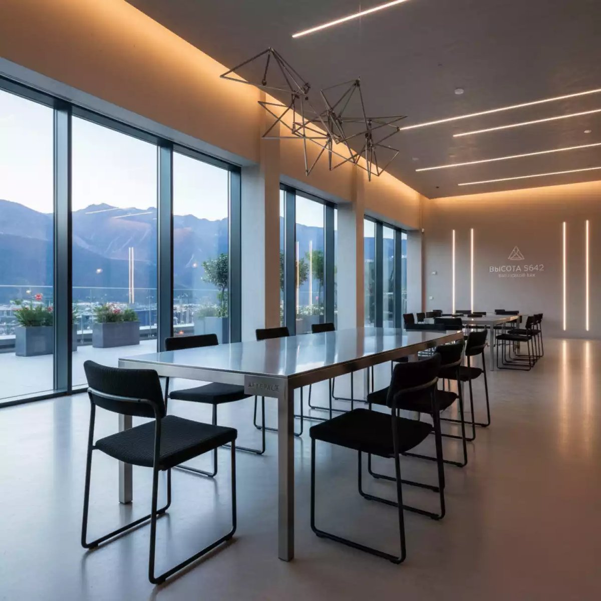 Аренда Мебельная группа Dolla Bonta каркас карбон стол алюминий 180 ткань чёрная в ресторане «Высота 5642» — ART SPACE