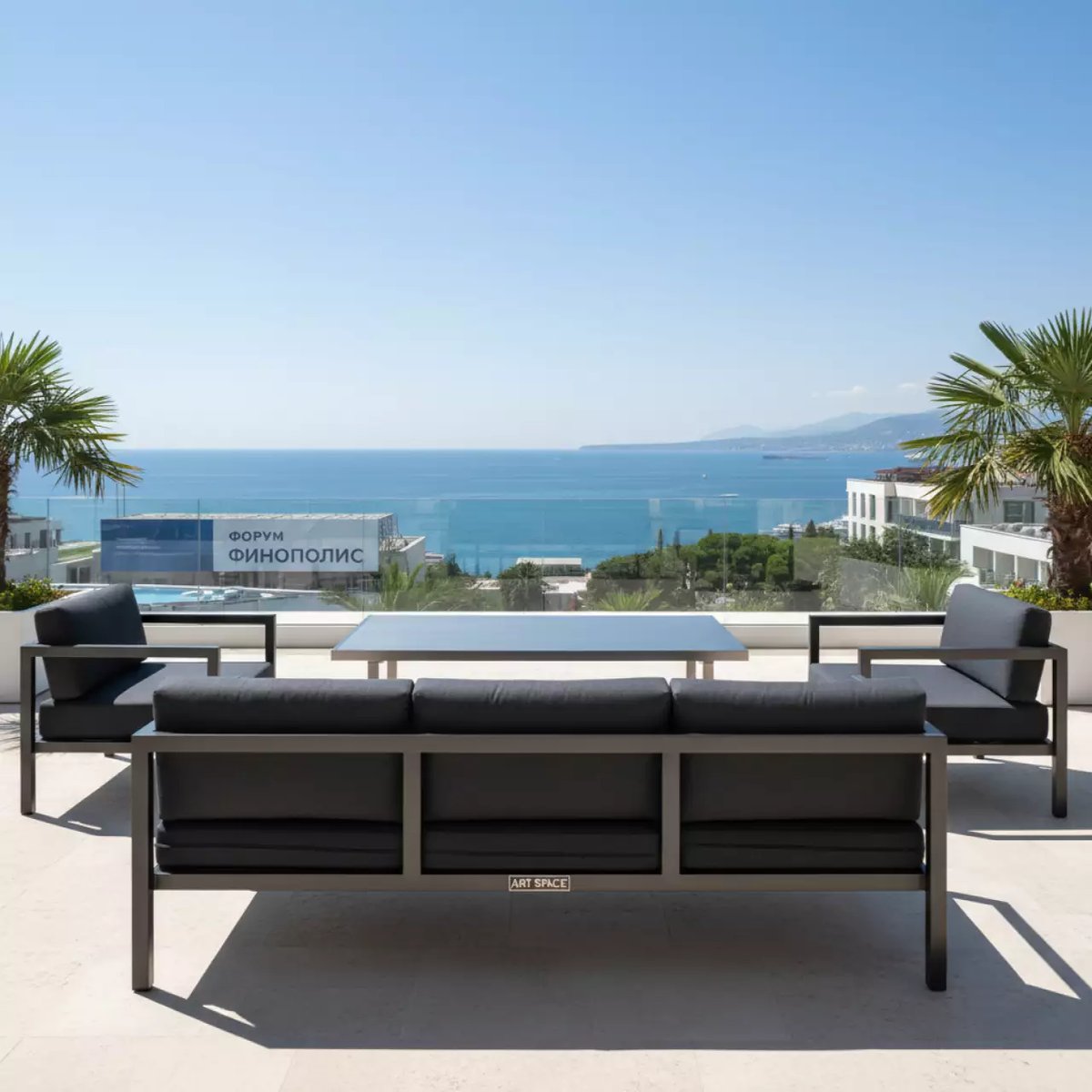 Аренда Мебельная группа Dolla Festa Plus каркас карбон стол алюминий 180 ткань антрацит в санатории «Черноморье» — ART SPACE