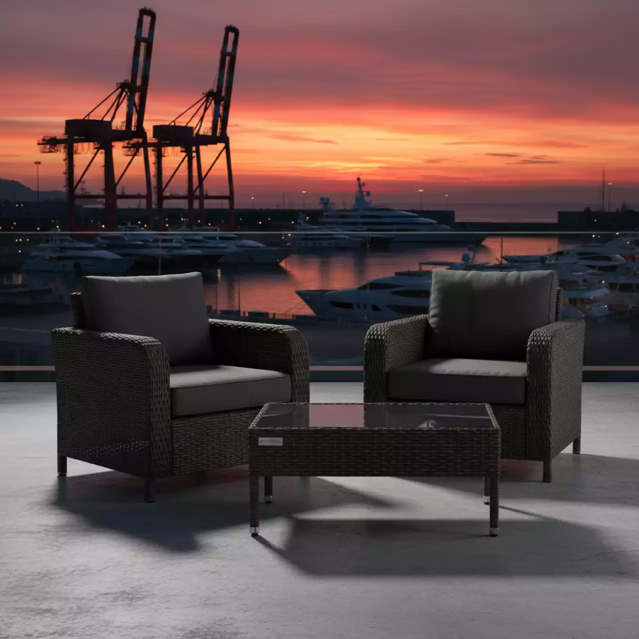 Аренда Мебельная группа из искусственного ротанга цвет коричневый Фредо на территории Морпорта Сочи — ART SPACE