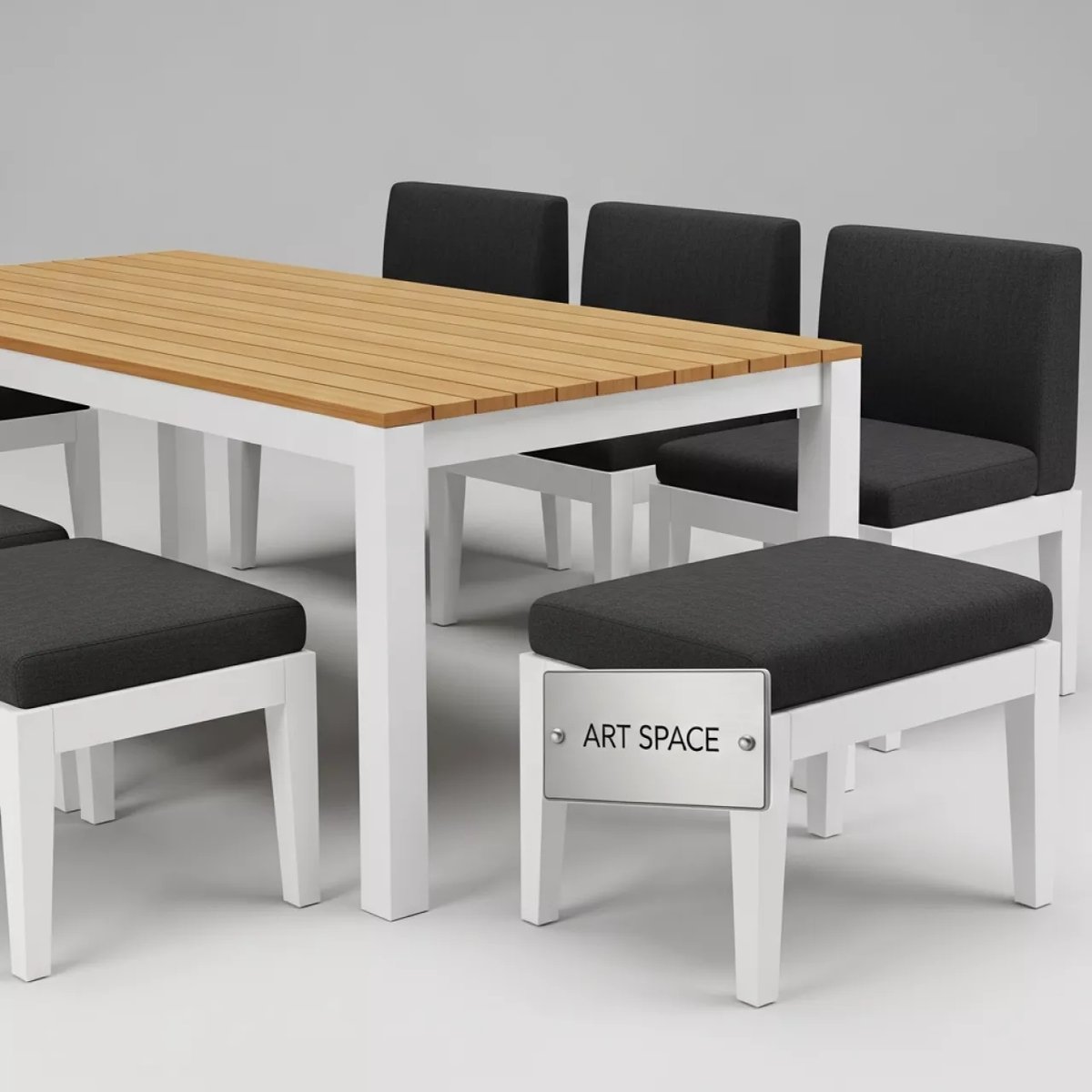 Аренда Мебельная группа каркас белый стол тик 200 см ткань антрацит TELLA FESTA plus в Rixos Krasnaya Polyana — ART SPACE