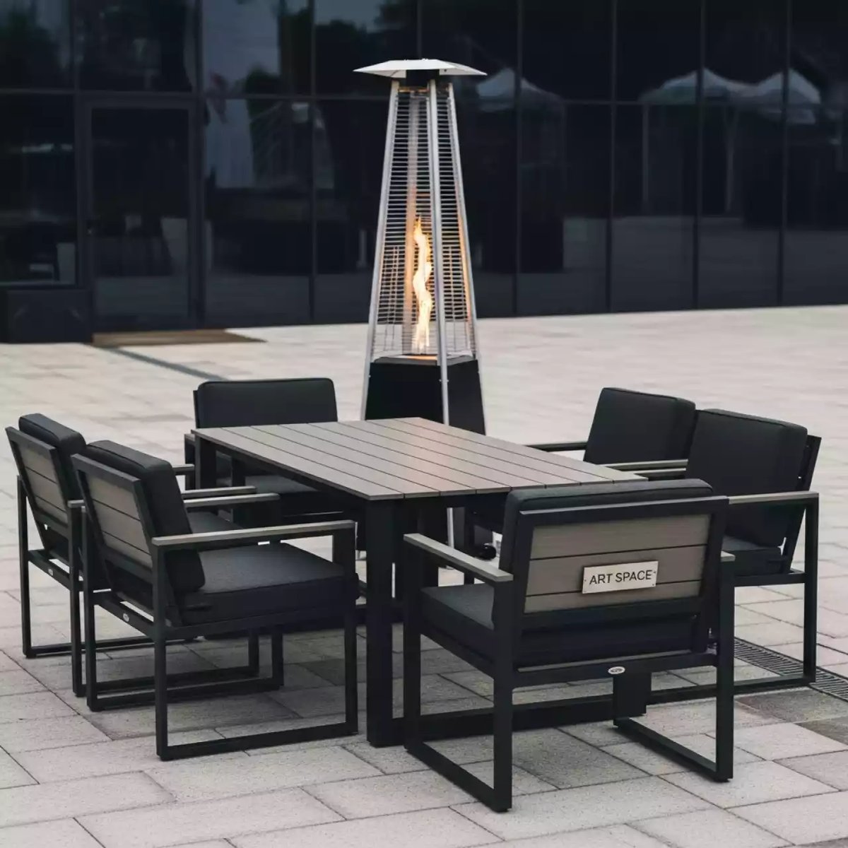 Аренда Мебельная группа мебели OSCAR со столешницей из поливуда уличный газовый обогреватель EVA на Сочи Автодроме — ART SPACE