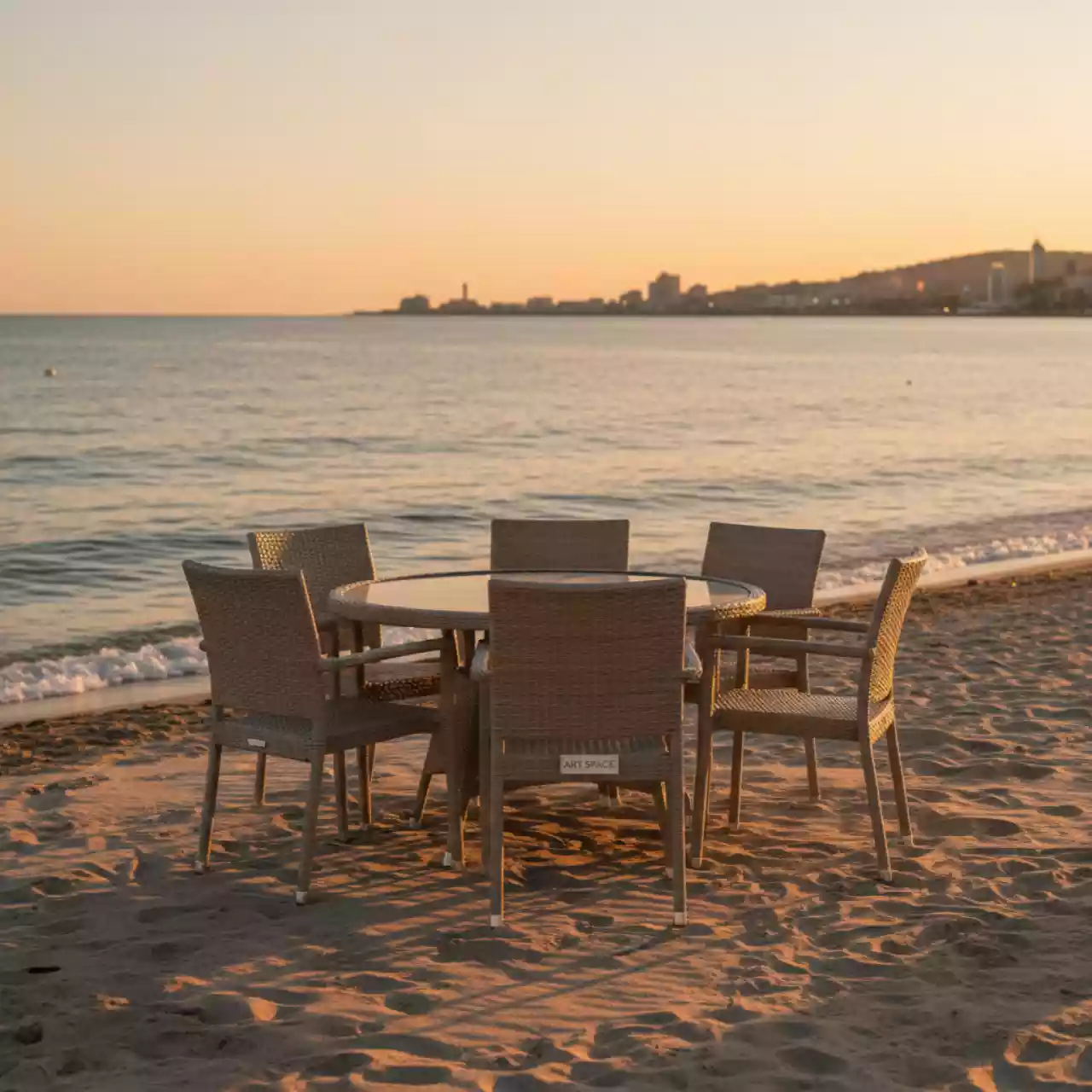 Аренда Мебельная группа плетеная 6 персон бежевый Катания на пляжных клубах Хосты — ART SPACE