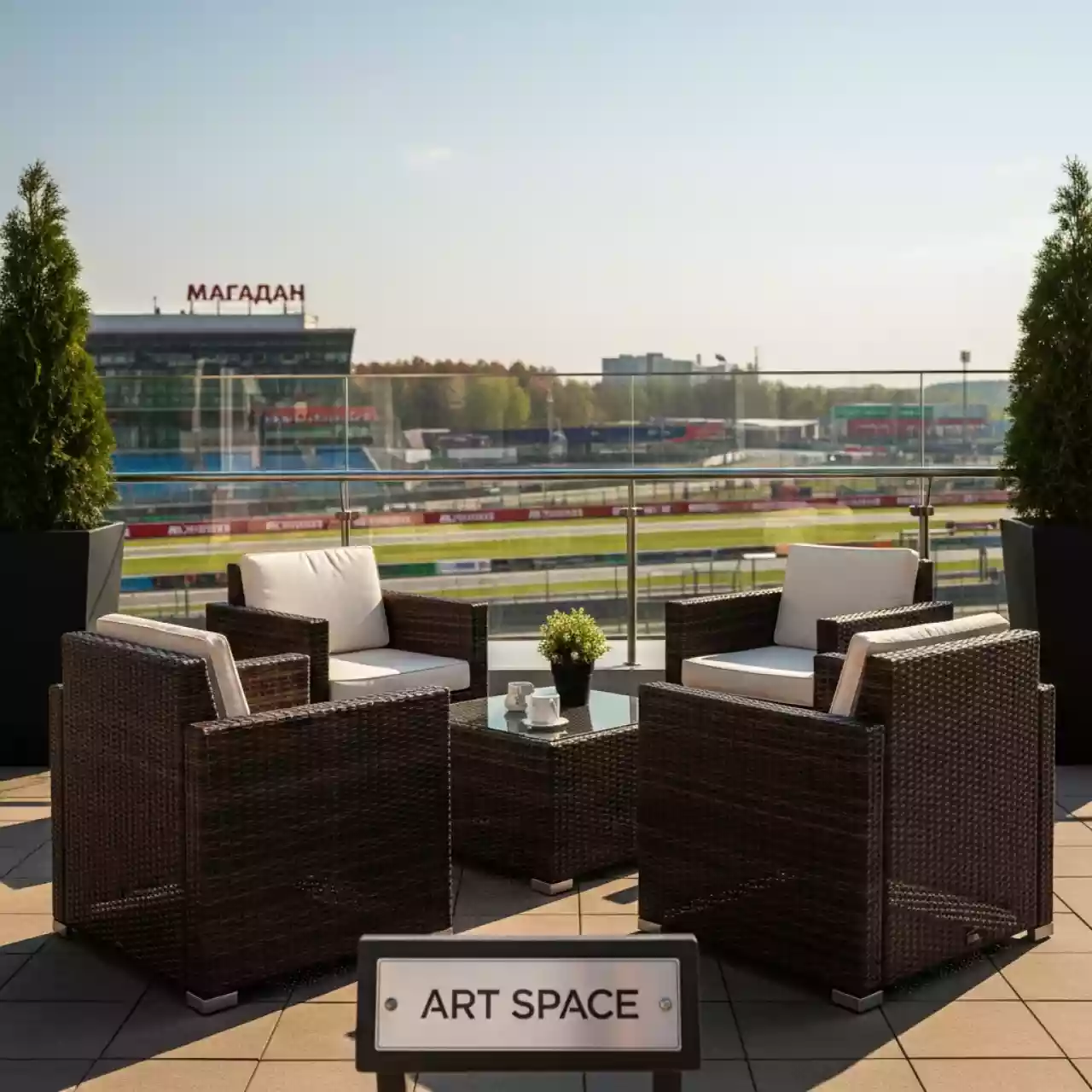 Аренда Мебельная группа плетеная Эспрессо 120 S коричневая в ресторане «Магадан» — ART SPACE