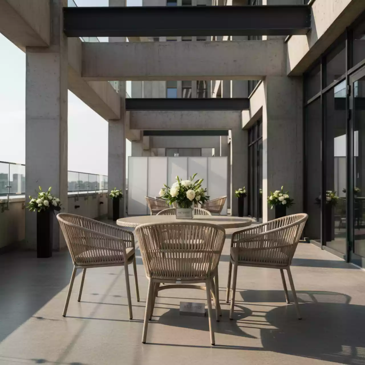 Аренда Мебельная группа плетеная Эспрессо 80 R бежевая в отеле «Звездный» — ART SPACE