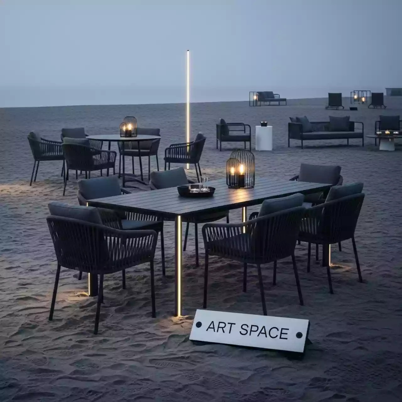 Аренда Мебельная группа плетеная графит Эспрессо 80 R на пляже «Мандарин» — ART SPACE