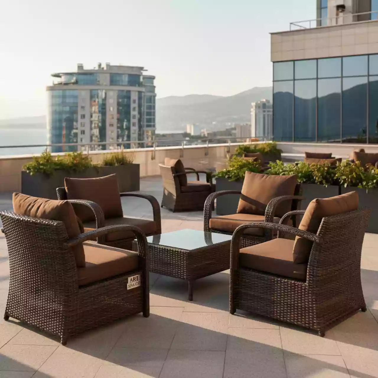 Аренда Мебельная группа плетеная коричневого цвета Витория в Courtyard by Marriott Sochi — ART SPACE