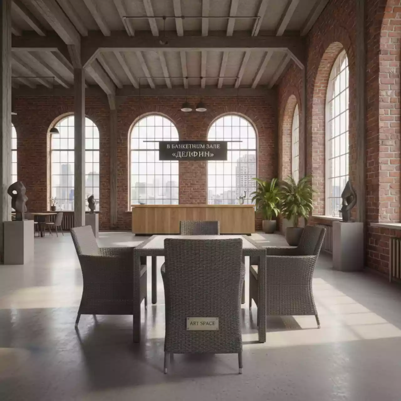 Аренда Мебельная группа плетеная на 4 персоны цвет графит Катания в банкетном зале «Дельфин» — ART SPACE