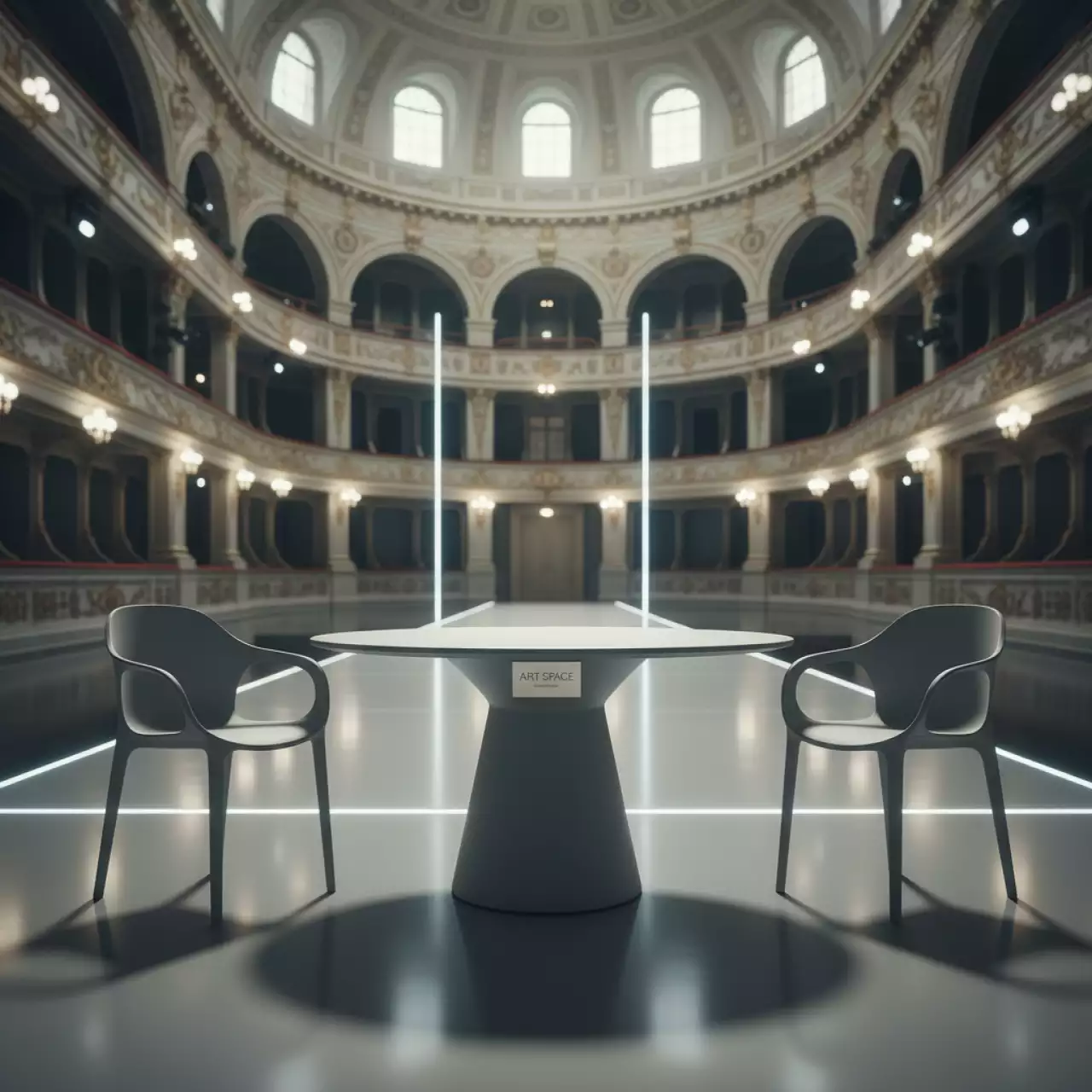 Аренда Мебельная группа Royal Family July Mini S стол и стулья светло серые в Зимнем театре — ART SPACE