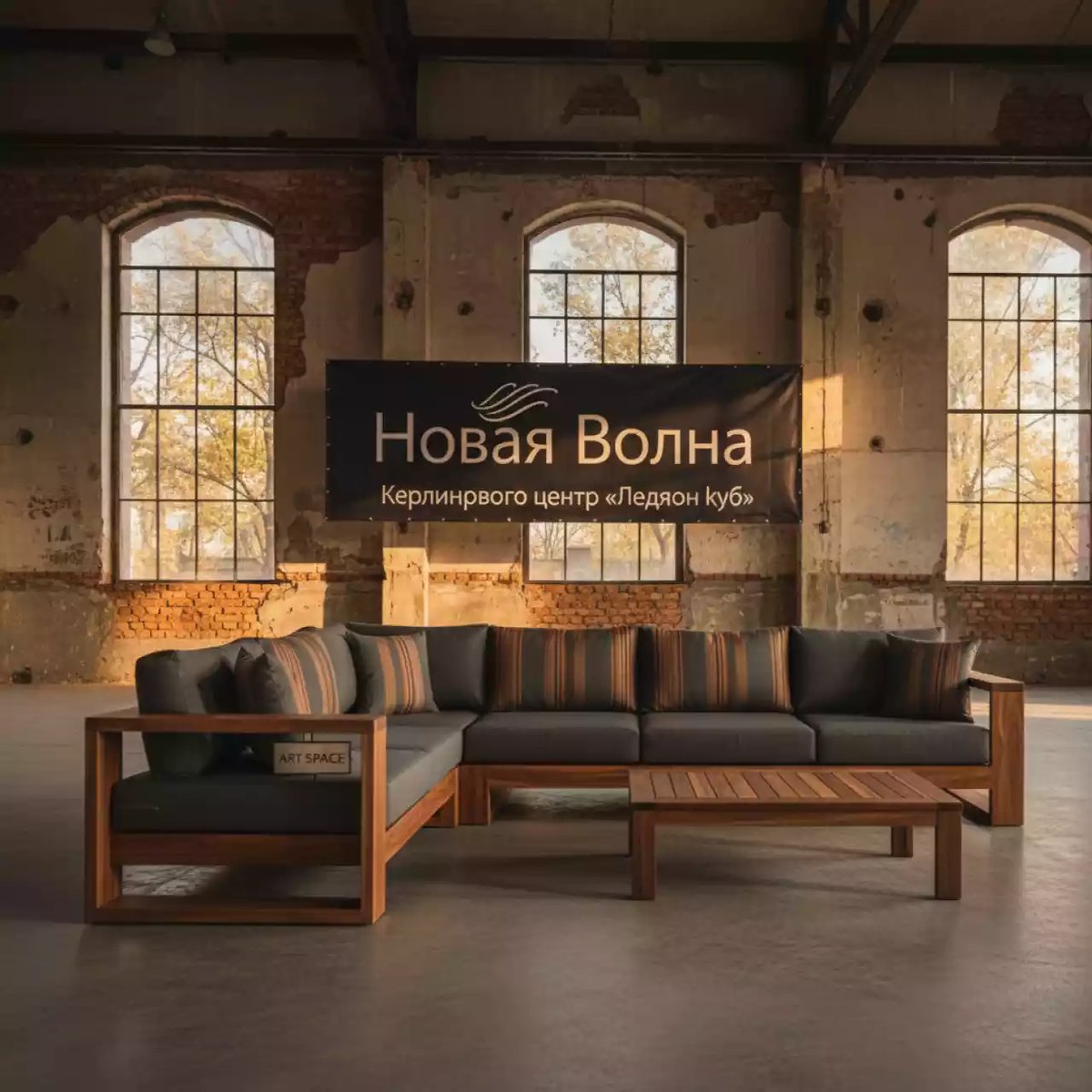 Аренда Мебельная группа с угловым диваном из акации Royal Family BROOKLYN в Керлинговом центре «Ледяной куб» — ART SPACE