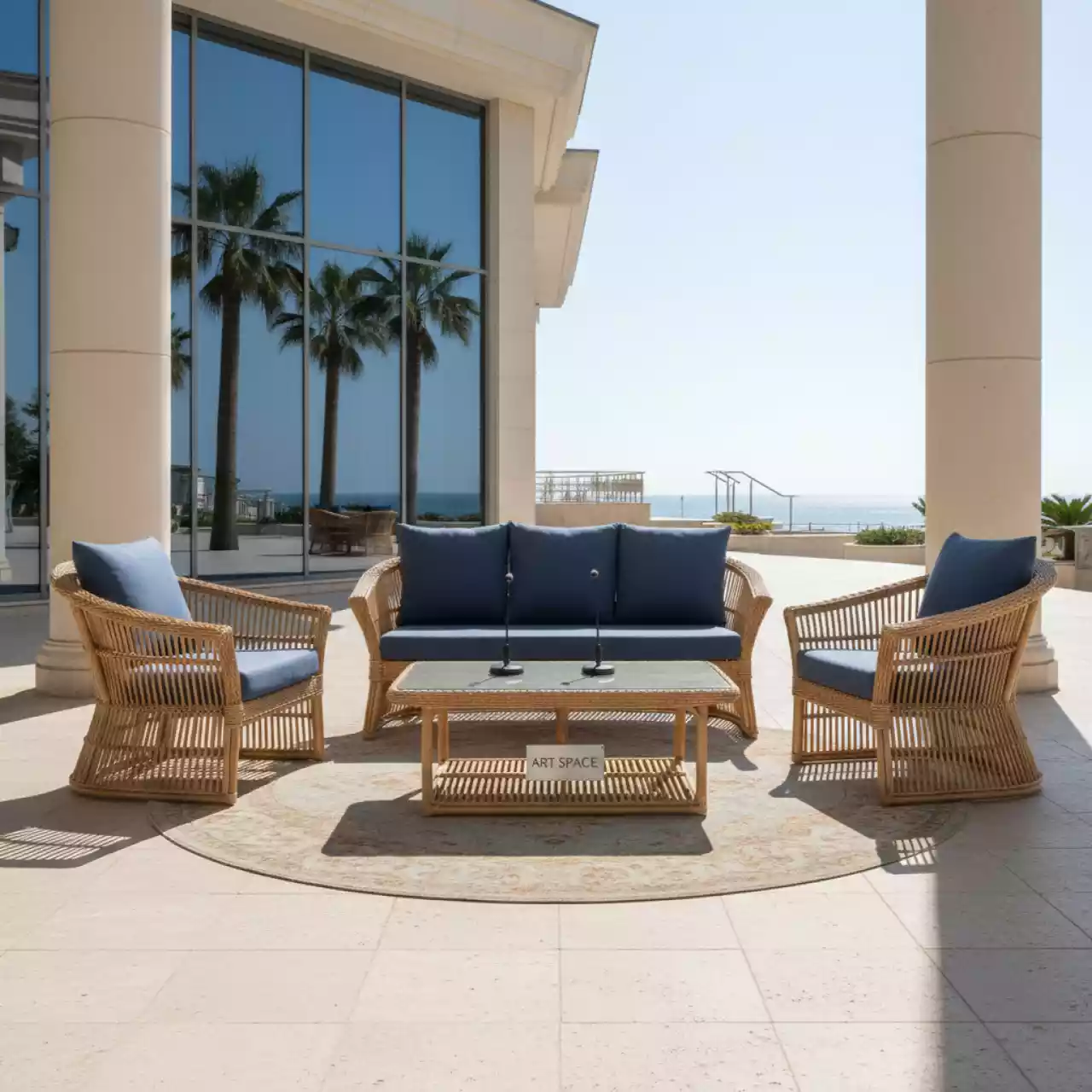 Аренда Мебельная группа соломенная из искусственного ротанга Катания в санатории «Сочи» — ART SPACE