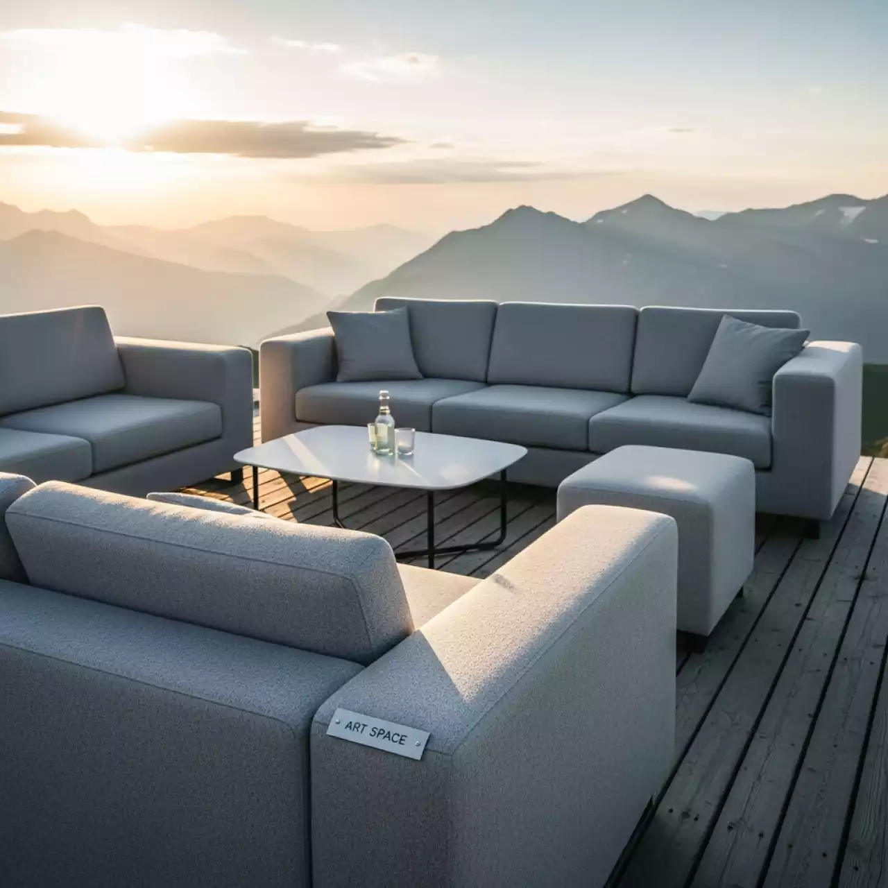 Аренда Мебельная группа светло серый Royal Family July L на площадке Rosa Peak (2320м) — ART SPACE
