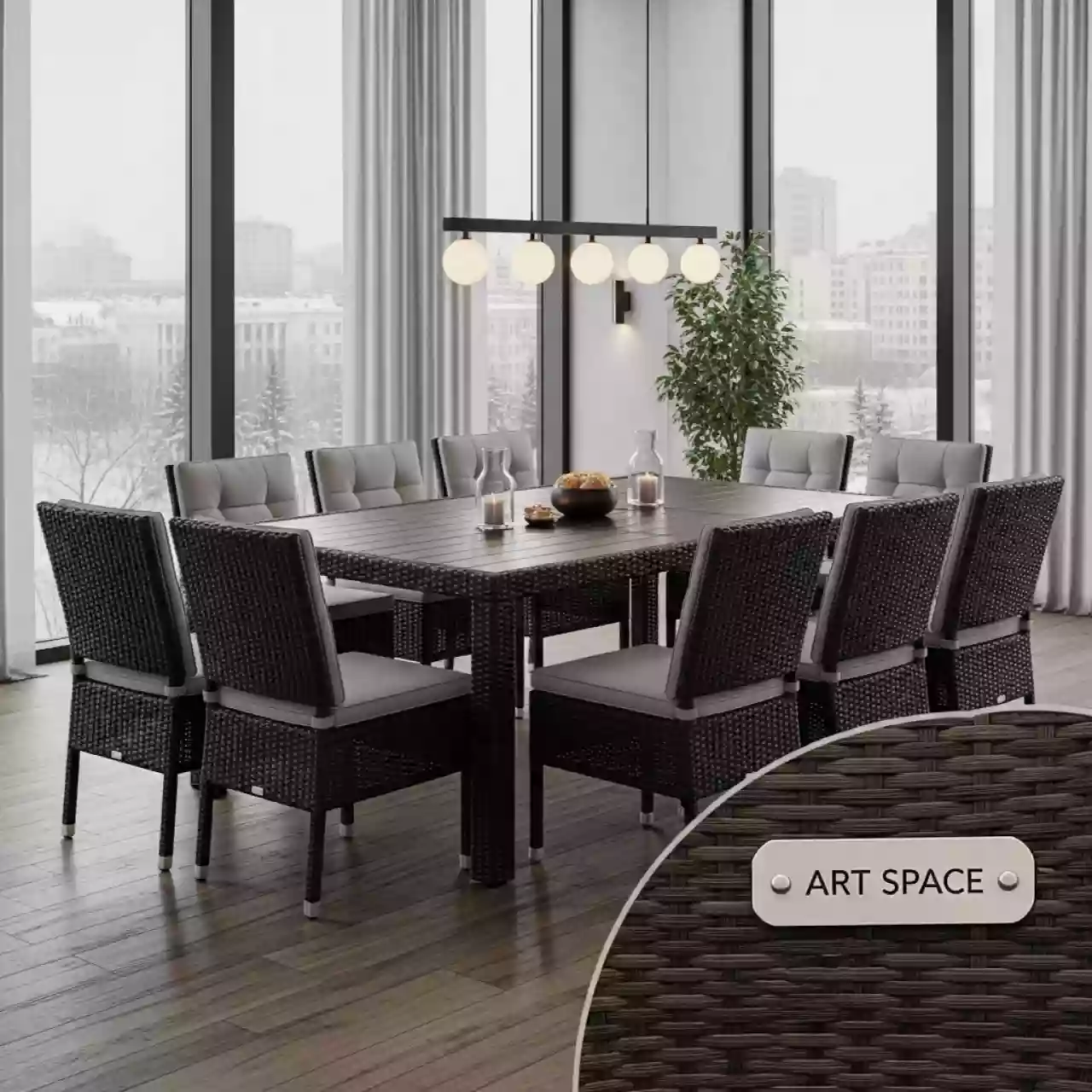 Аренда Мебельная группа темно коричневая искусственный ротанг YALTA FAMILY 8 в ресторане «Высота 5642» — ART SPACE