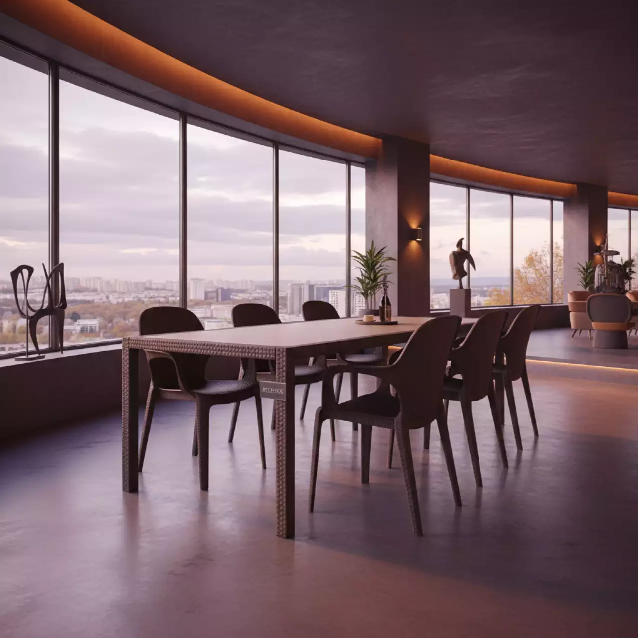 Аренда Мебельная группа Ялта Family 6 тёмно коричневая из пластика под искусственный ротанг в ресторане «Sanremo» — ART SPACE