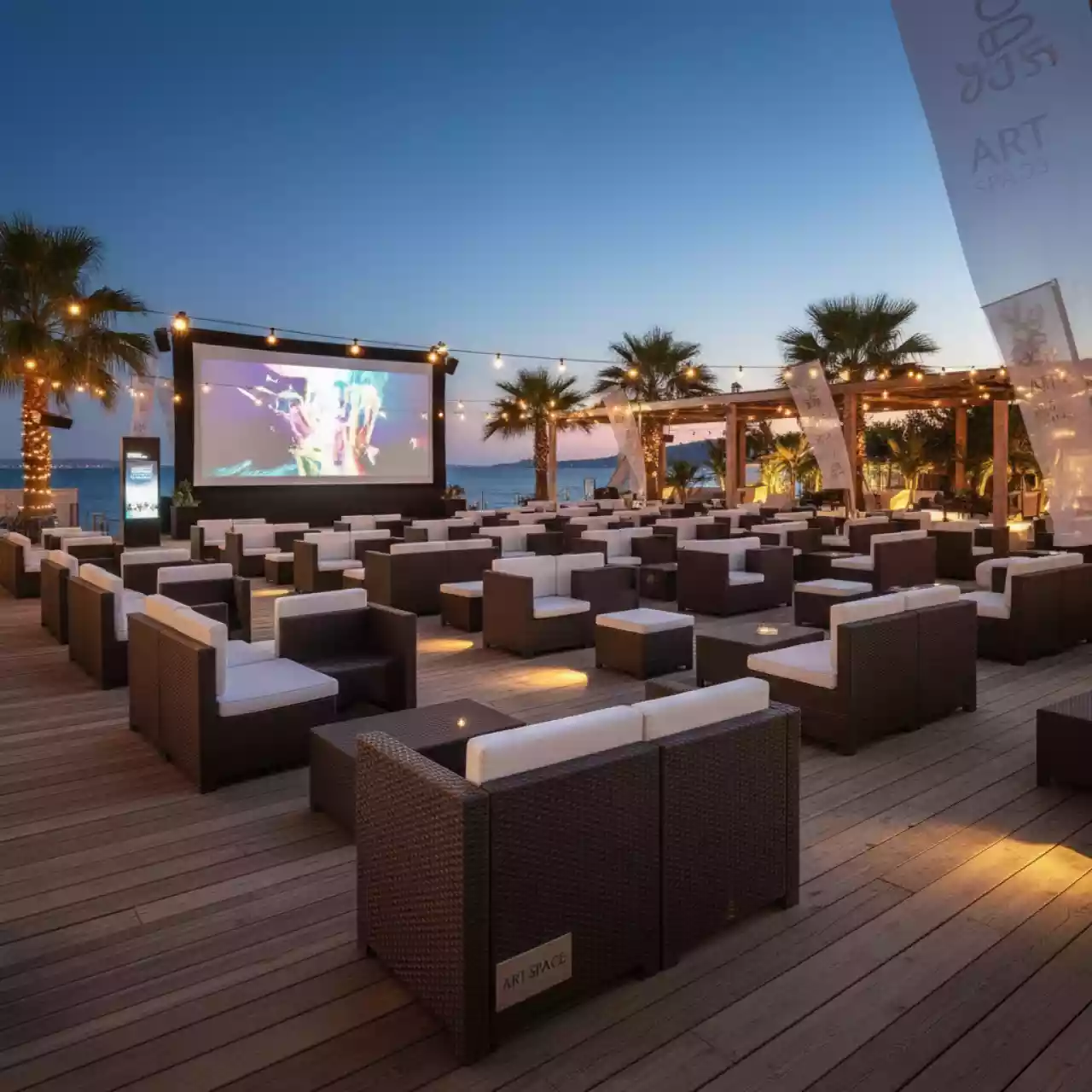 Аренда Мебельная группа Yalta Kvatrо 2 темно коричневая пластик под искусственный ротанг в пляжном клубе Del Mar — ART SPACE