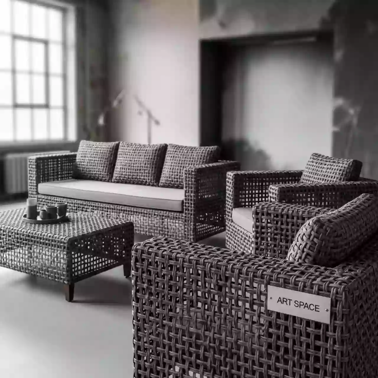 Аренда Мебельной группы плетеной Эспрессо 80 L графит в Omega Sirius — ART SPACE
