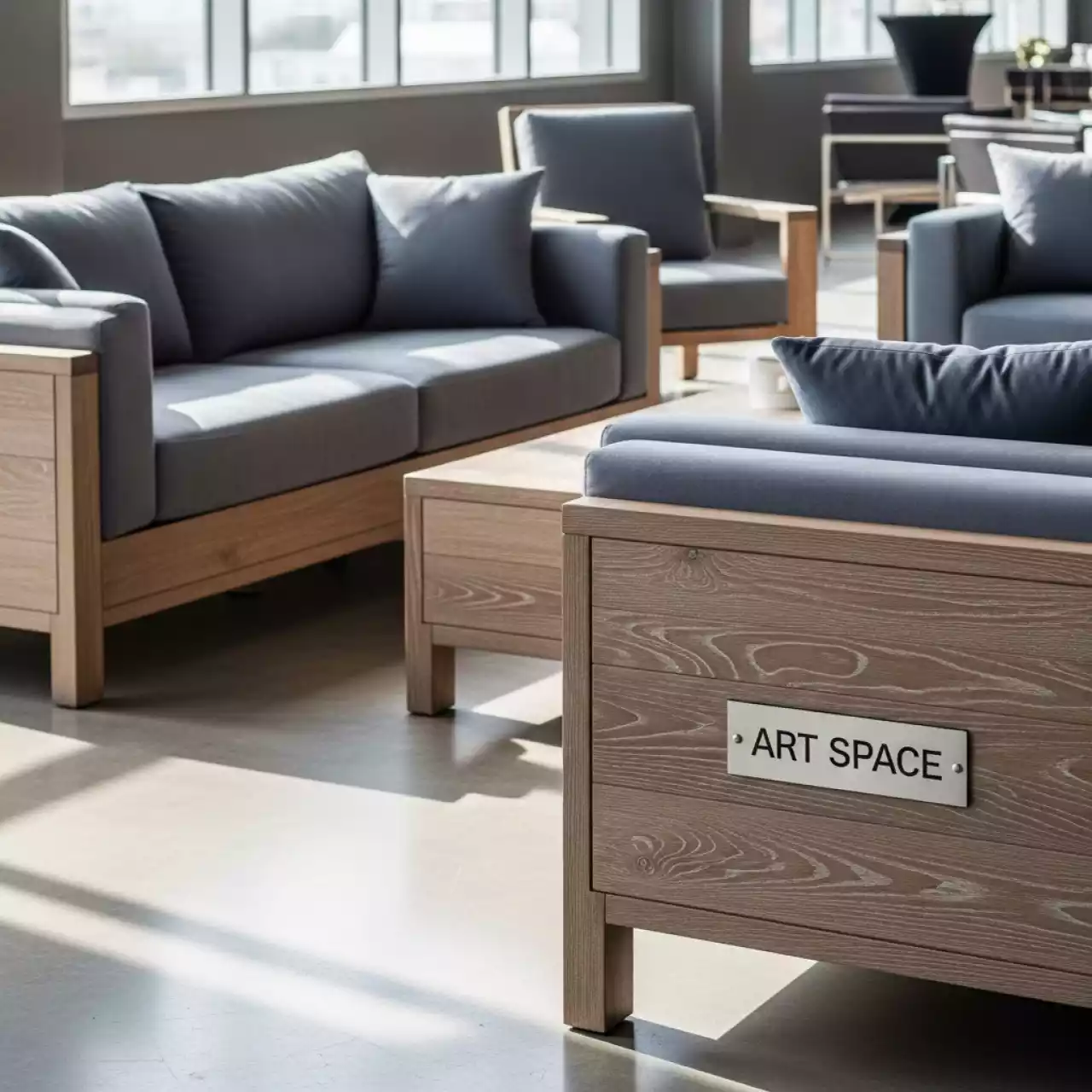 Аренда Мебельный комплект Бейхан светло коричневый серые подушки в Сириус Арене — ART SPACE