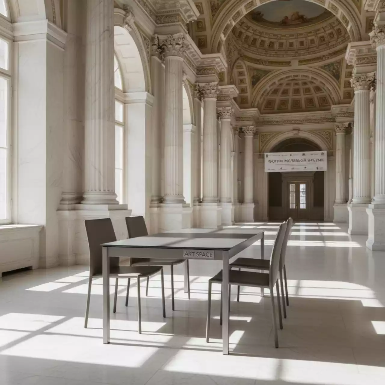 Аренда Мебельный комплект обеденный OPAL 150 в Зимнем театре — ART SPACE