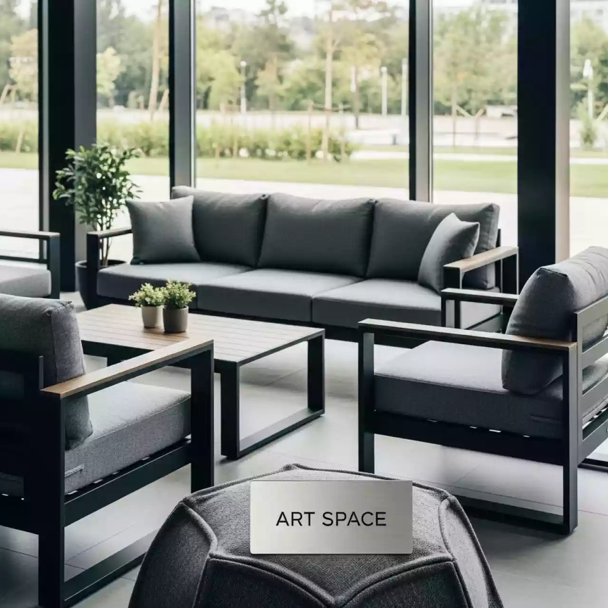 Аренда Мебельный комплект ВЕНЕЦИЯ трехместный диван 2 кресла кофейный столик серый в Cosmos Sochi Hotel — ART SPACE