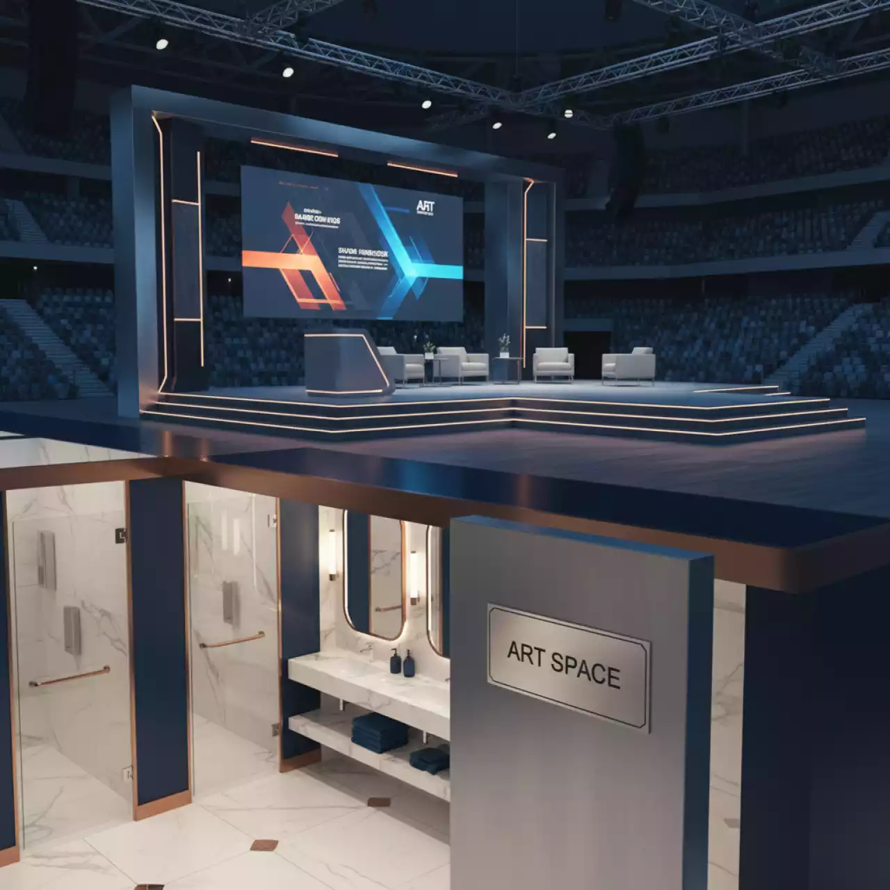 Аренда Мебель сцены VIP туалеты в Сириус Арене — ART SPACE
