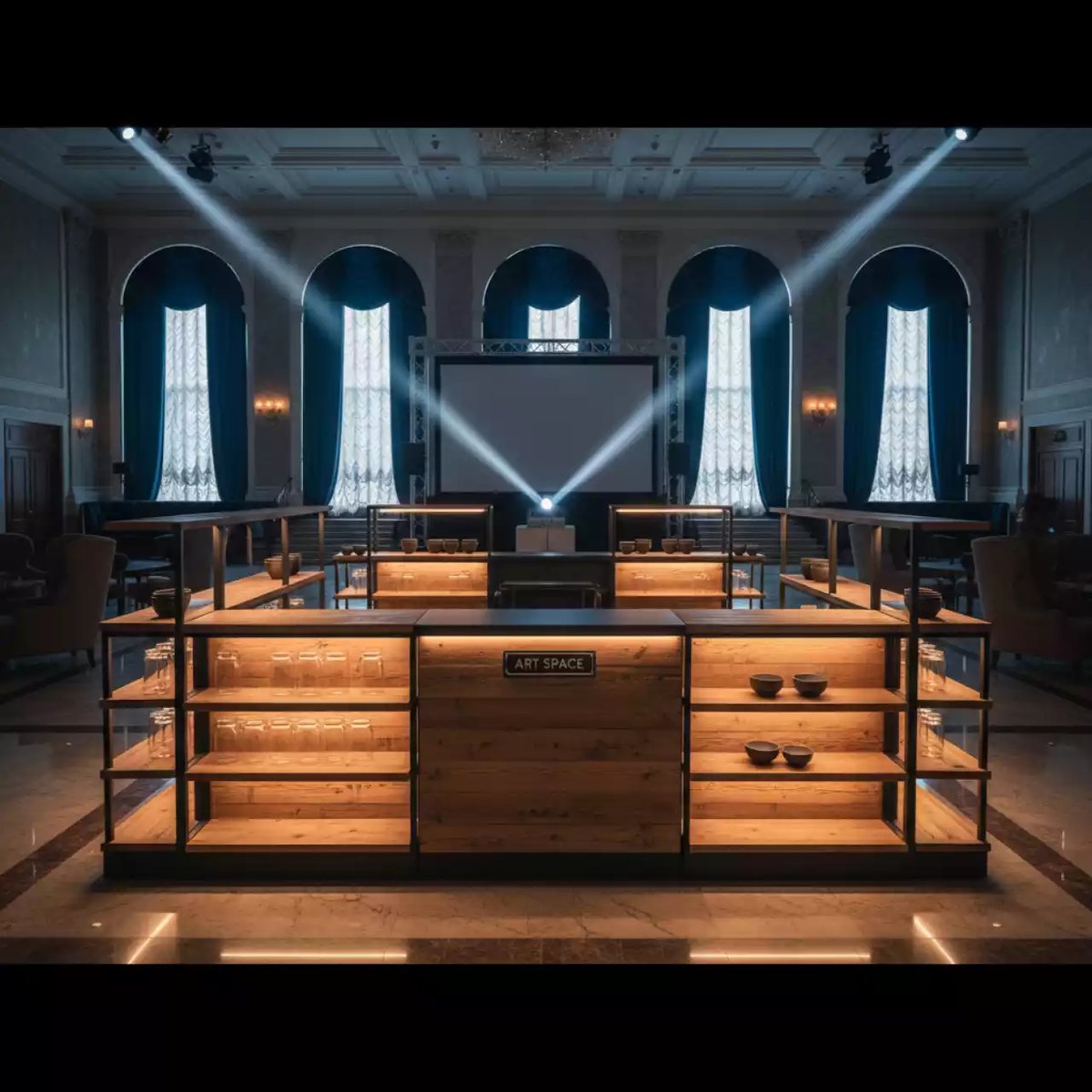 Аренда Мебель торговая для магазина «Фермер» в Маринс Парк Отеле — ART SPACE