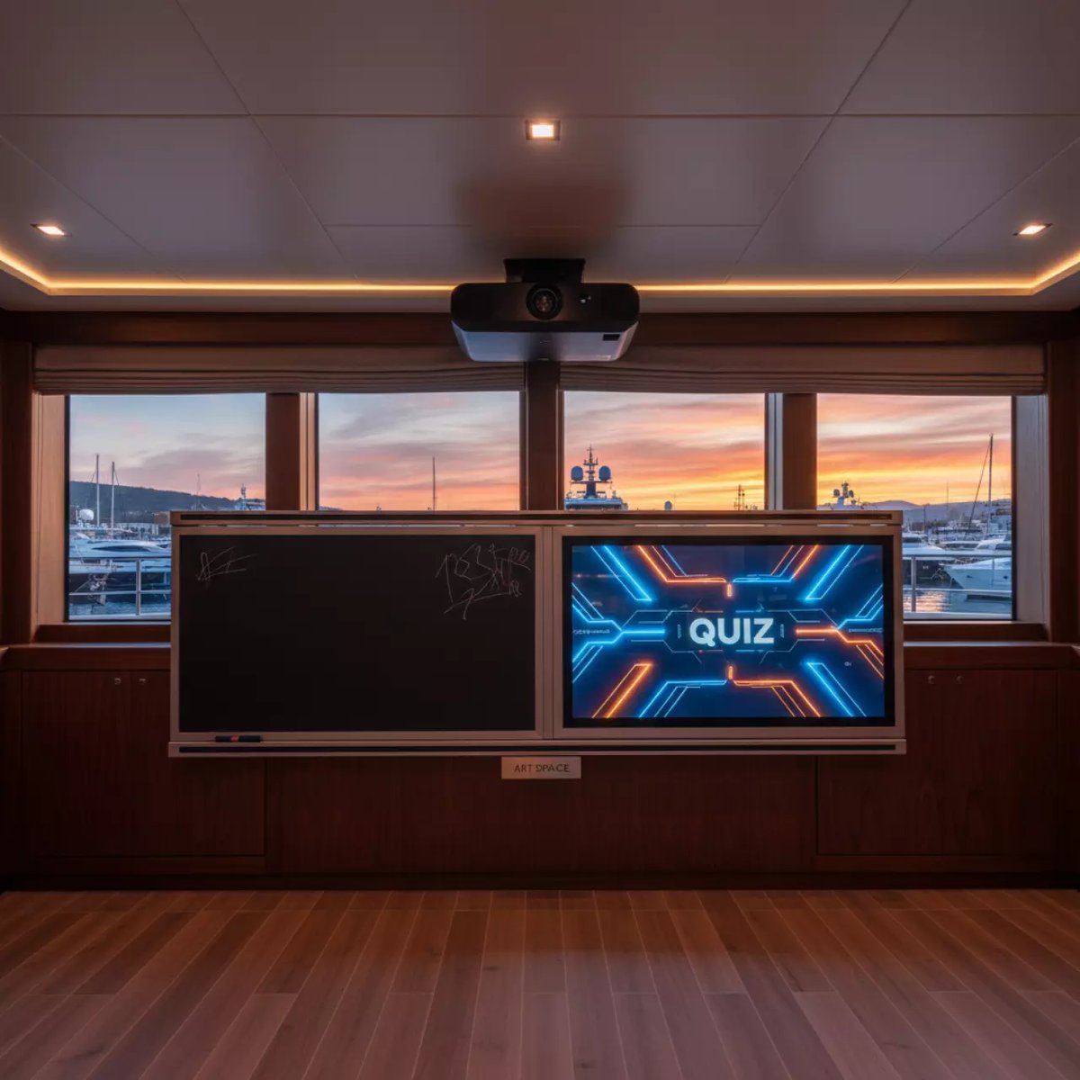 Аренда Меловой рельсовый комплект Skilo с интерактивной доской и проектором на VIP-яхте (Имеретинский порт) — ART SPACE