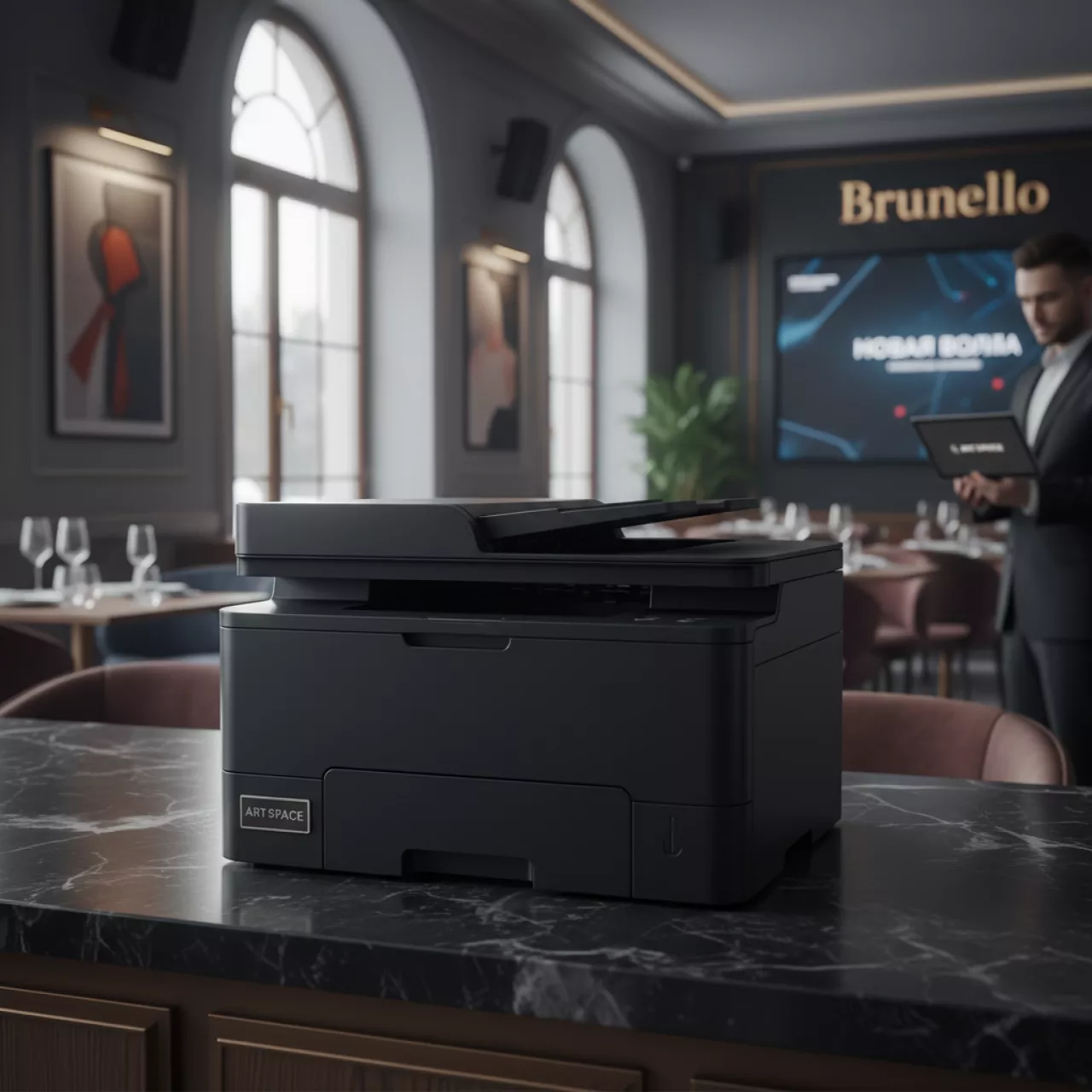 Аренда МФУ HP LaserJet Pro M 125RNW RU в ресторане «Brunello» — ART SPACE