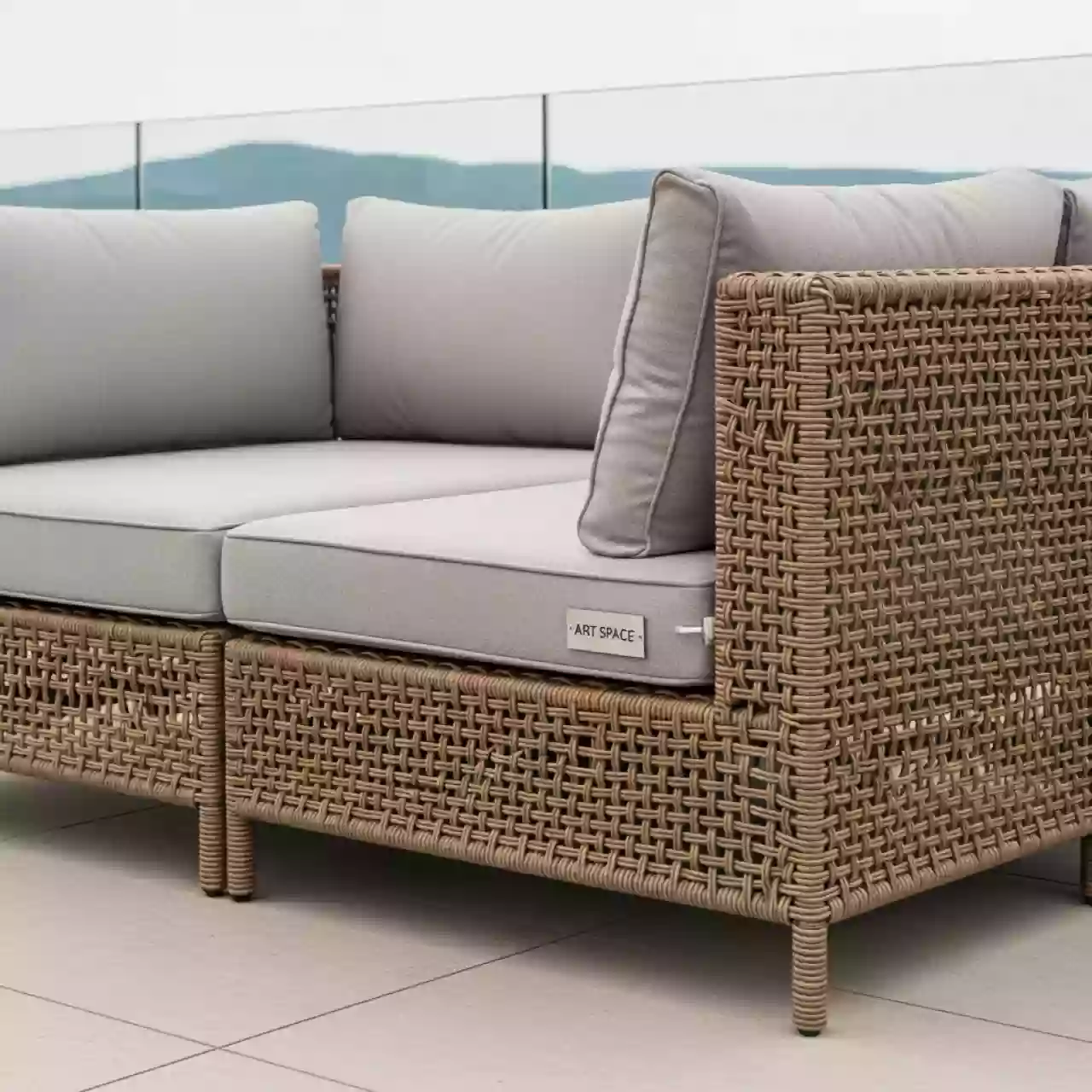 Аренда Модуль диванный угловой плетеный Бергамо соломенный в Novotel Resort — ART SPACE