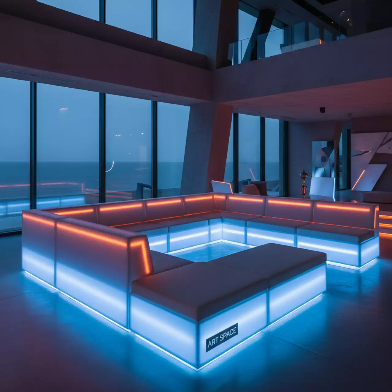 Аренда Модульный диван светящийся Big Bro Corner в пляжном клубе Del Mar — ART SPACE