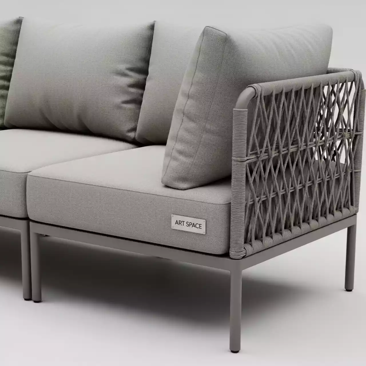 Аренда Модуль углового дивана Уилтшир Wiltshire плетеное кресло с подушкой 8 см серо бежевый на площадке Rosa Peak (2320м) — ART SPACE