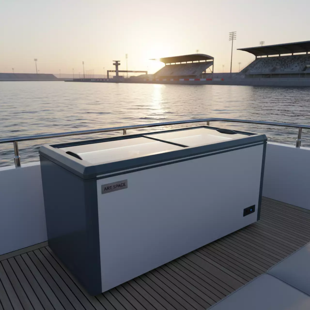 Аренда Морозильный ларь FG 350 с прямым стеклом на VIP-яхте (Имеретинский порт) — ART SPACE