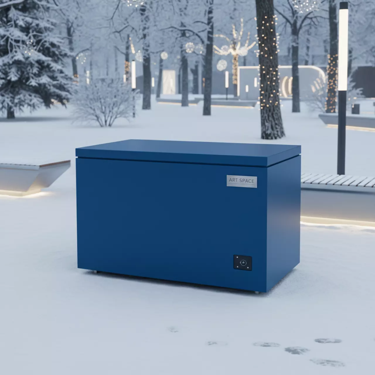 Аренда Морозильный ларь средний синий R4E 00219 в парке «Ривьера» — ART SPACE