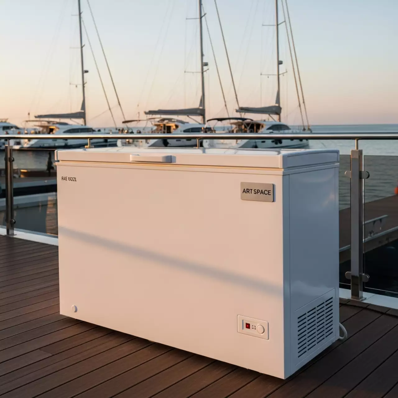 Аренда Морозилка ларь большая белая 600 л R4E 00222 на парусной регате (Сочи) — ART SPACE