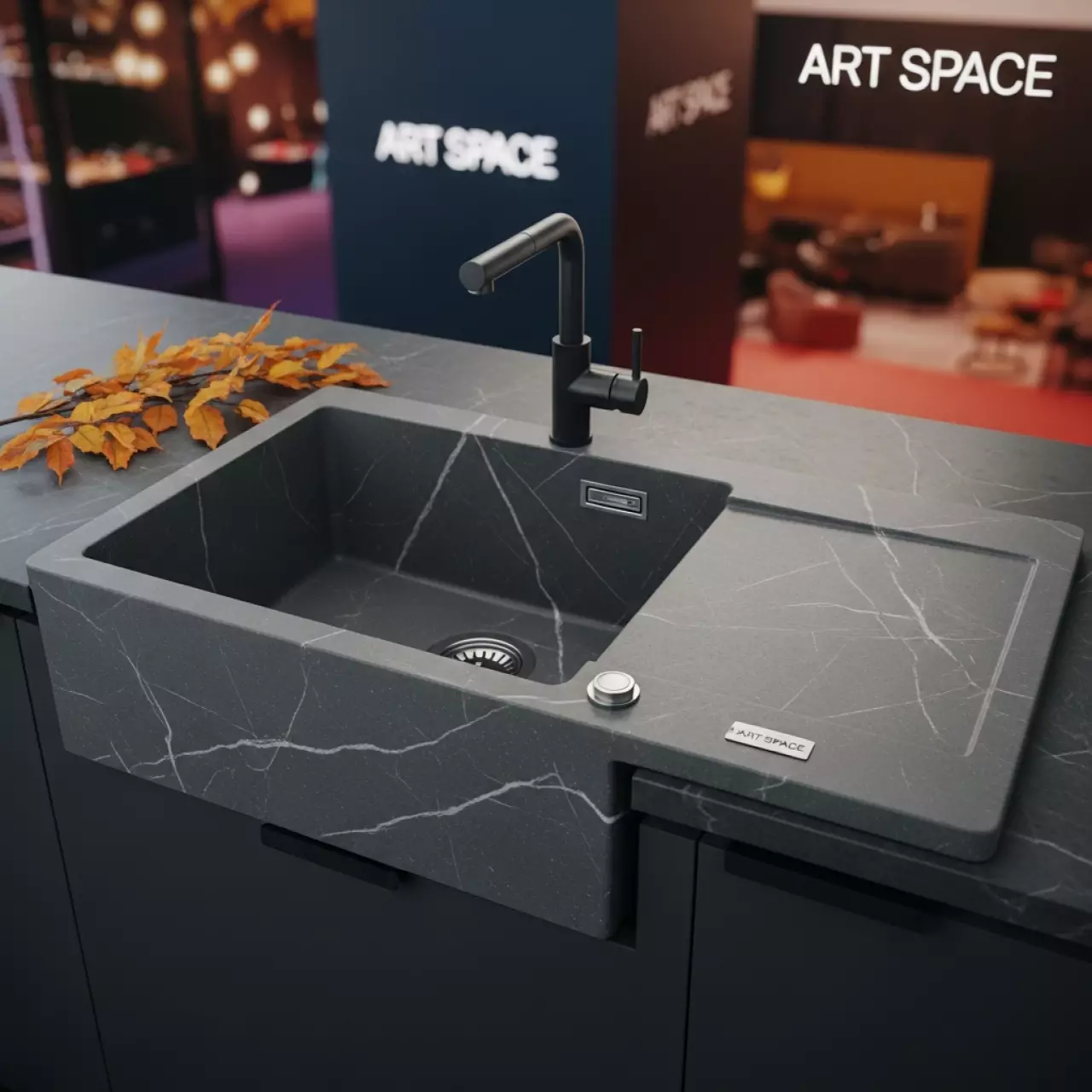 Аренда Мойка для кухни Granfest 760х500 мм искусственный мрамор серый GF 76 в Green Flow Hotel — ART SPACE