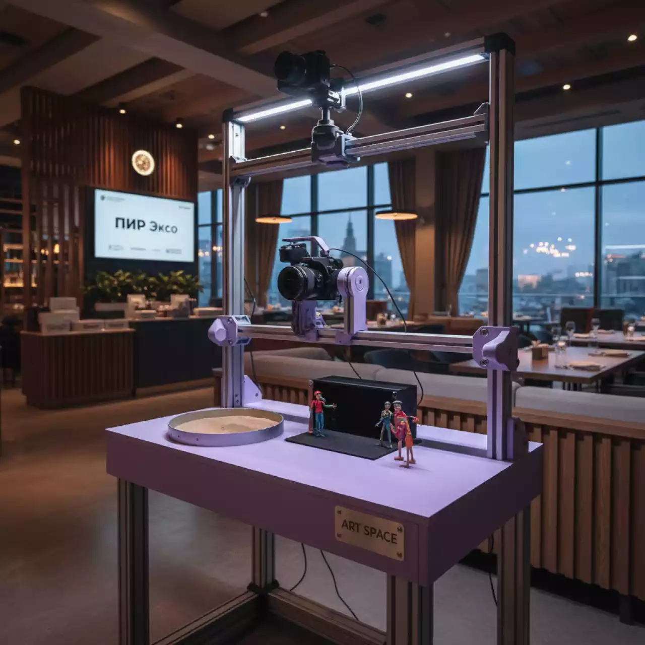 Аренда Мультстудия сиреневая для перекладной песочной анимации А4 в ресторане «D.O.M» — ART SPACE