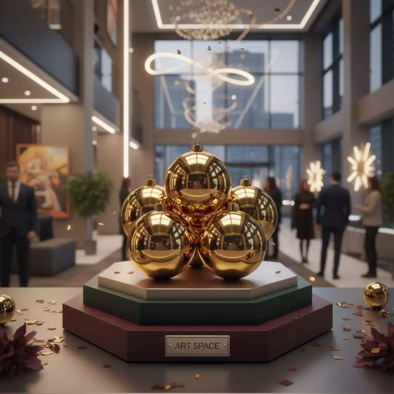 Аренда Набор ёлочных шаров пластик 8 см золотой 6 шт в Sport Inn Hotel & Wellness — ART SPACE