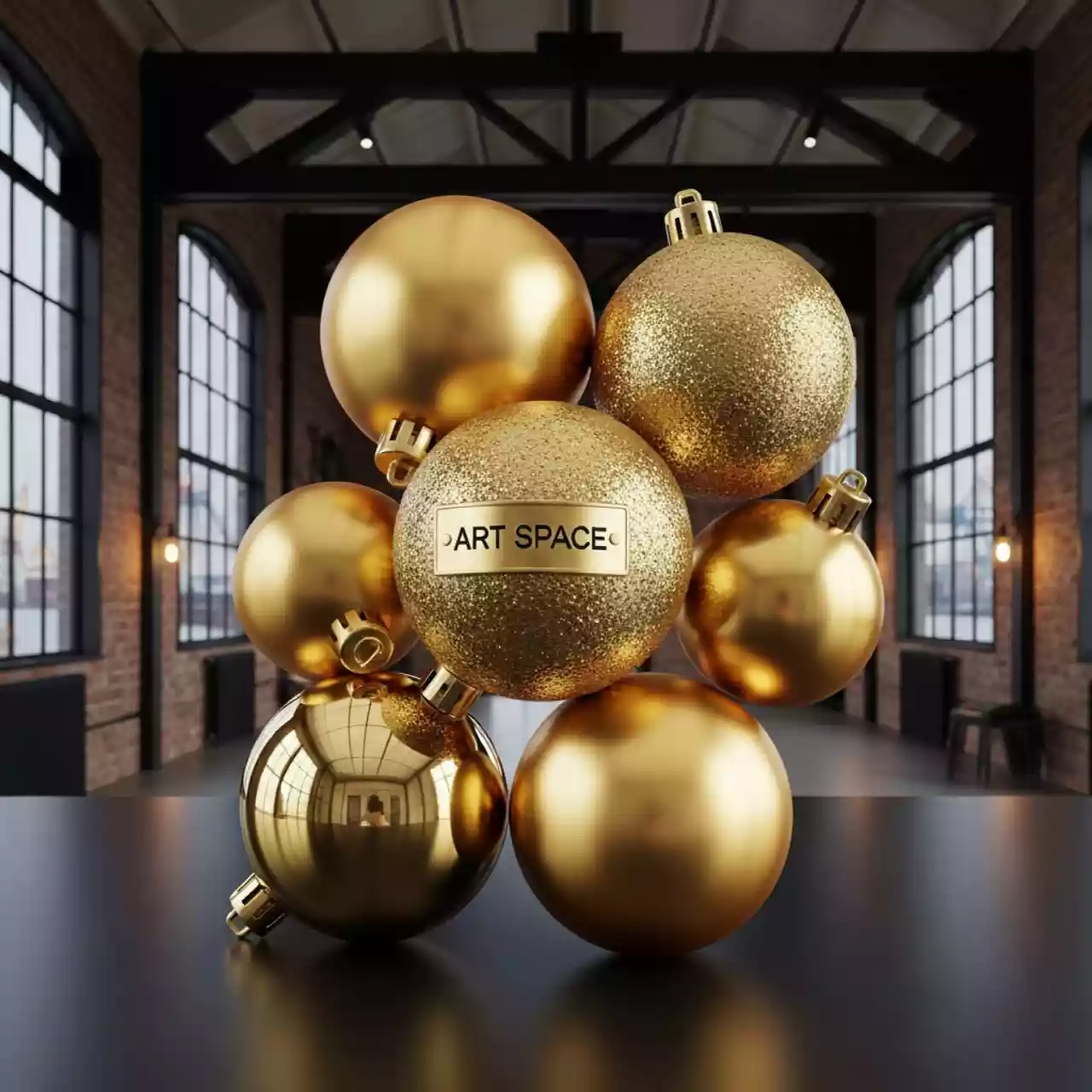 Аренда Набор елочных шаров пластик 8 см золотой в зале «Чайка» (Морпорт) — ART SPACE