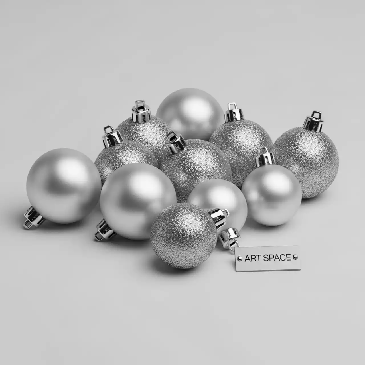 Аренда Набор ёлочных шаров Winter Glade пластик 6 см 12 шт серебряный микс на курорте «Газпром» (Альпика) — ART SPACE