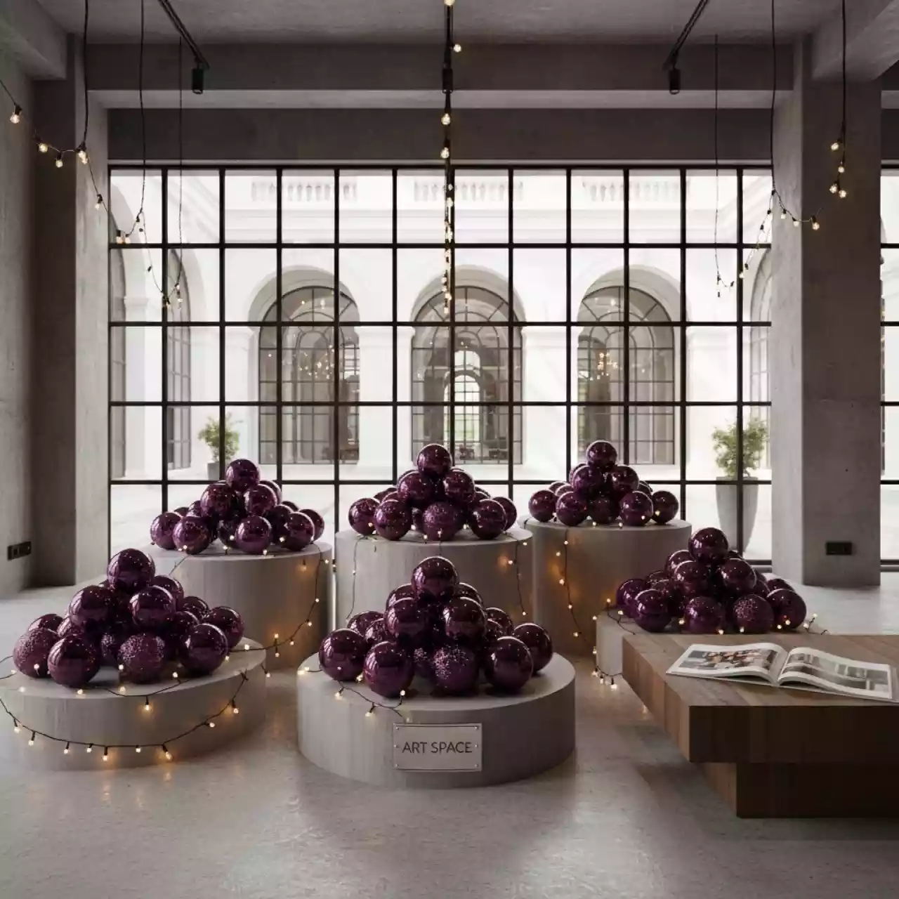 Аренда Набор ёлочных шаров Winter Glade пластик 6 см фиолетовый микс в Гранд Отель Сочи — ART SPACE