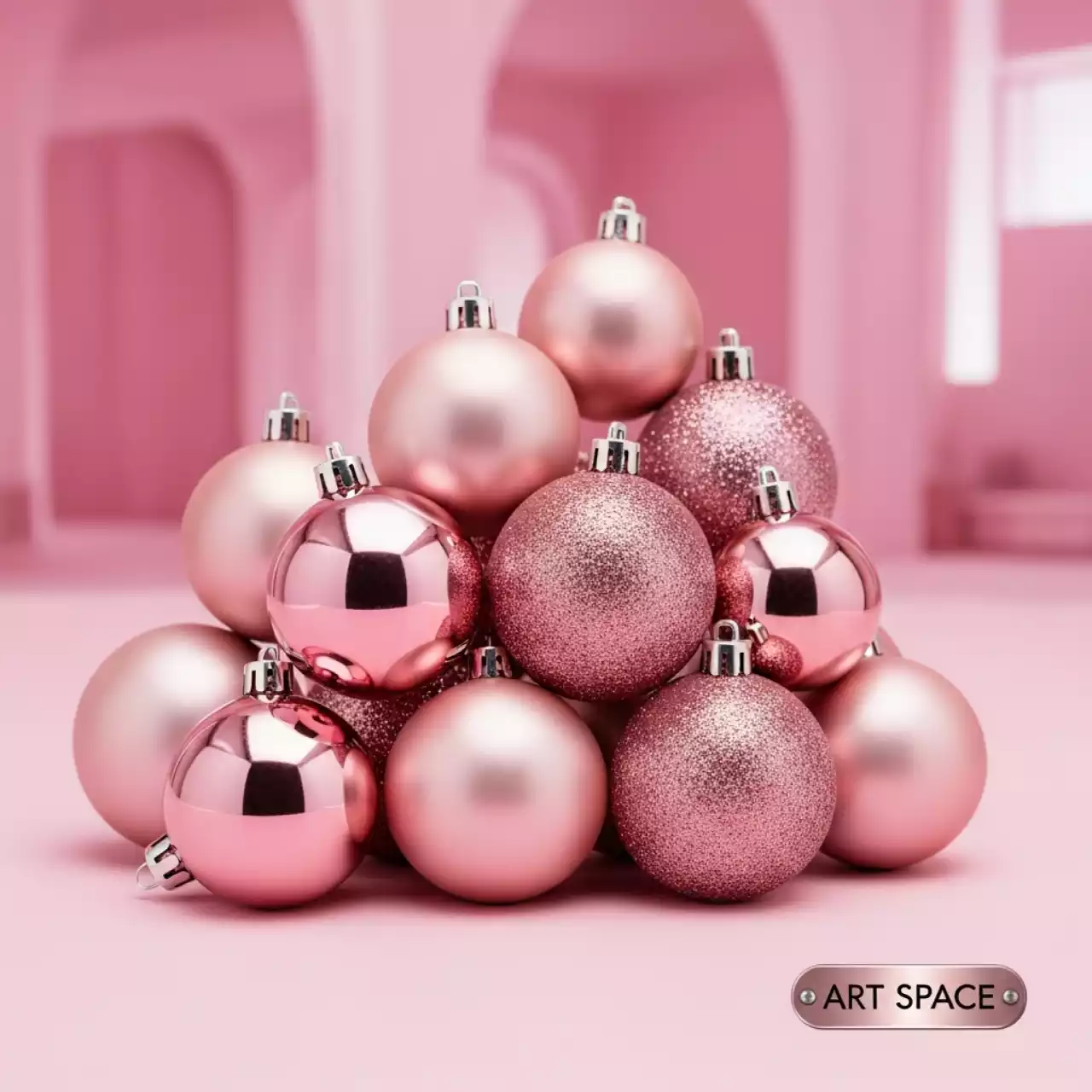 Аренда Набор ёлочных шаров Winter Glade пластик 6 см розовый микс 12 шт в Gamma Sirius — ART SPACE