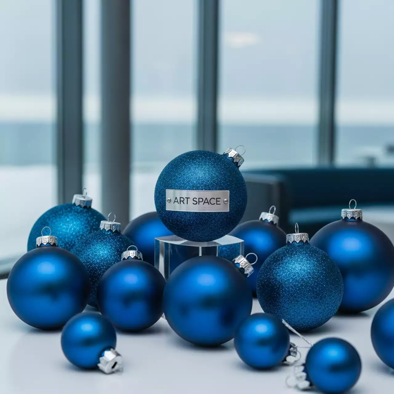 Аренда Набор ёлочных шаров Winter Glade пластик 6 см синий микс 12 шт на пляжных клубах Хосты — ART SPACE