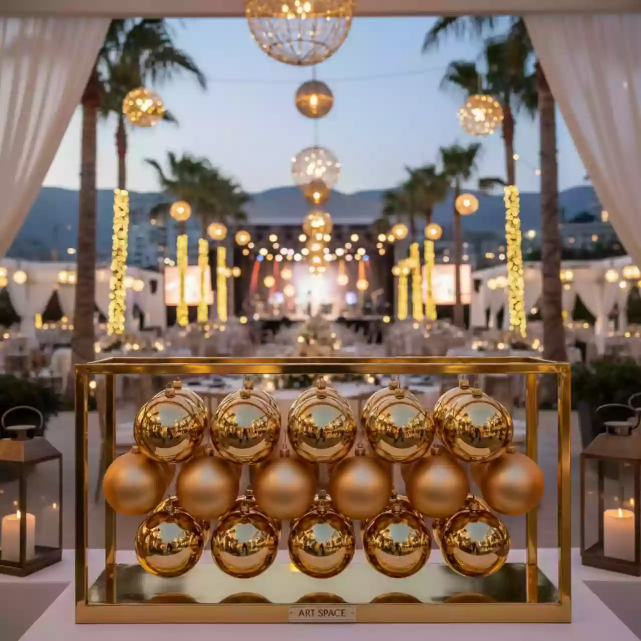 Аренда Набор ёлочных шаров Winter Glade пластик 6 см золотой микс 24 шт в Mövenpick Hotel — ART SPACE