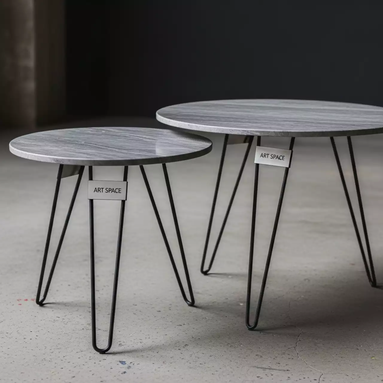 Аренда Набор кофейных столиков Tango серый мрамор чёрные ножки 2 шт в санатории «Русь» — ART SPACE