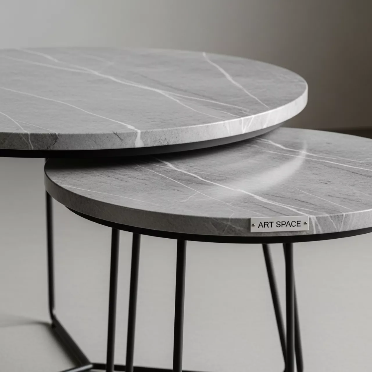 Аренда Набор кофейных столиков Tango серый мрамор чёрные ножки в Rixos Krasnaya Polyana — ART SPACE