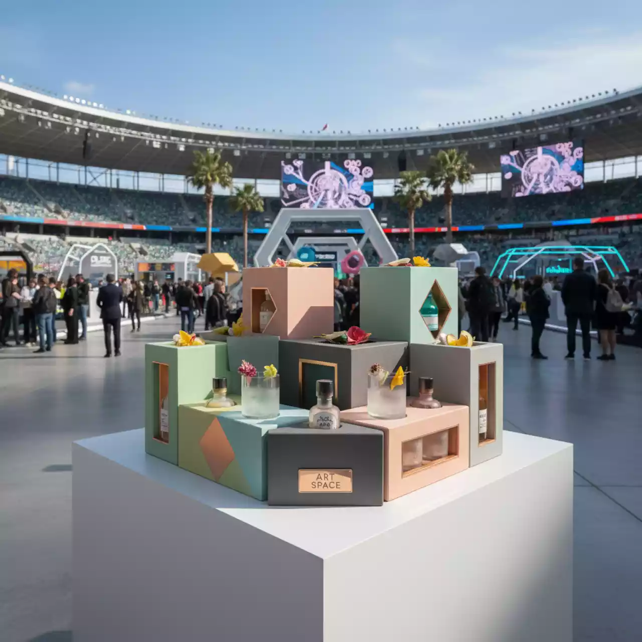 Аренда Набор коробок Gin Rum на арене «Фишт» — ART SPACE