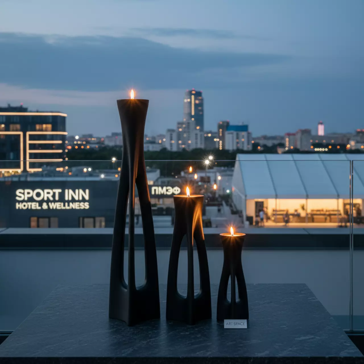 Аренда Набор подсвечников Имс черного цвета в Sport Inn Hotel & Wellness — ART SPACE