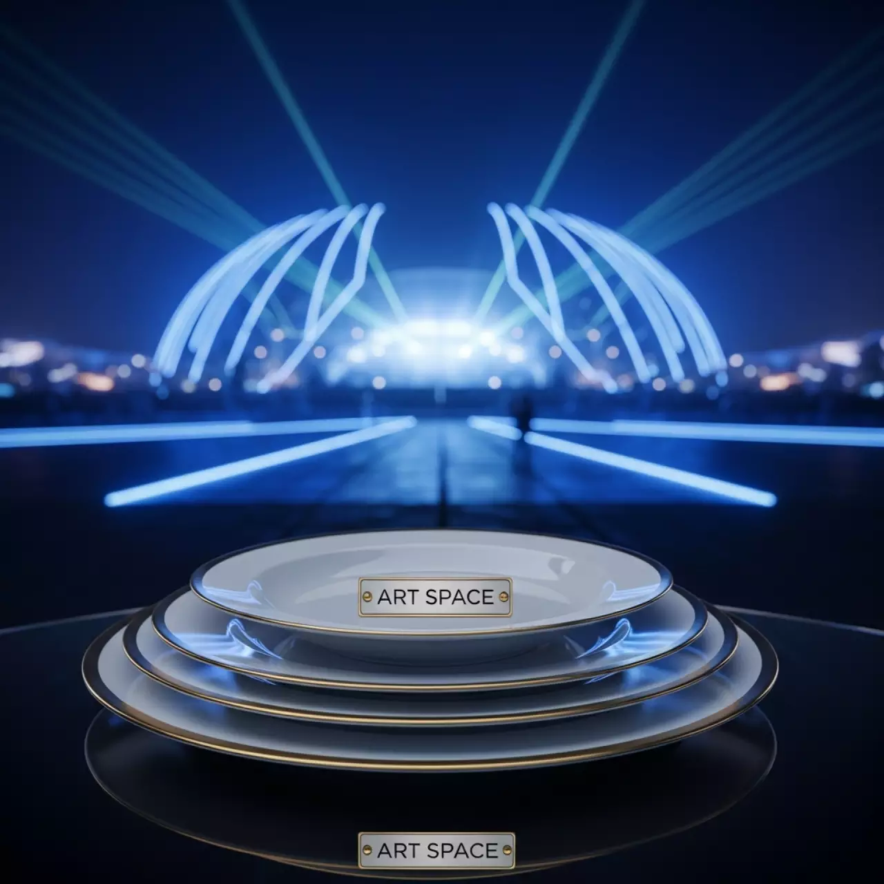 Аренда Набор тарелок Анитра с золотой каймой 33 27 и 21 см в Ледовом дворце «Айсберг» — ART SPACE