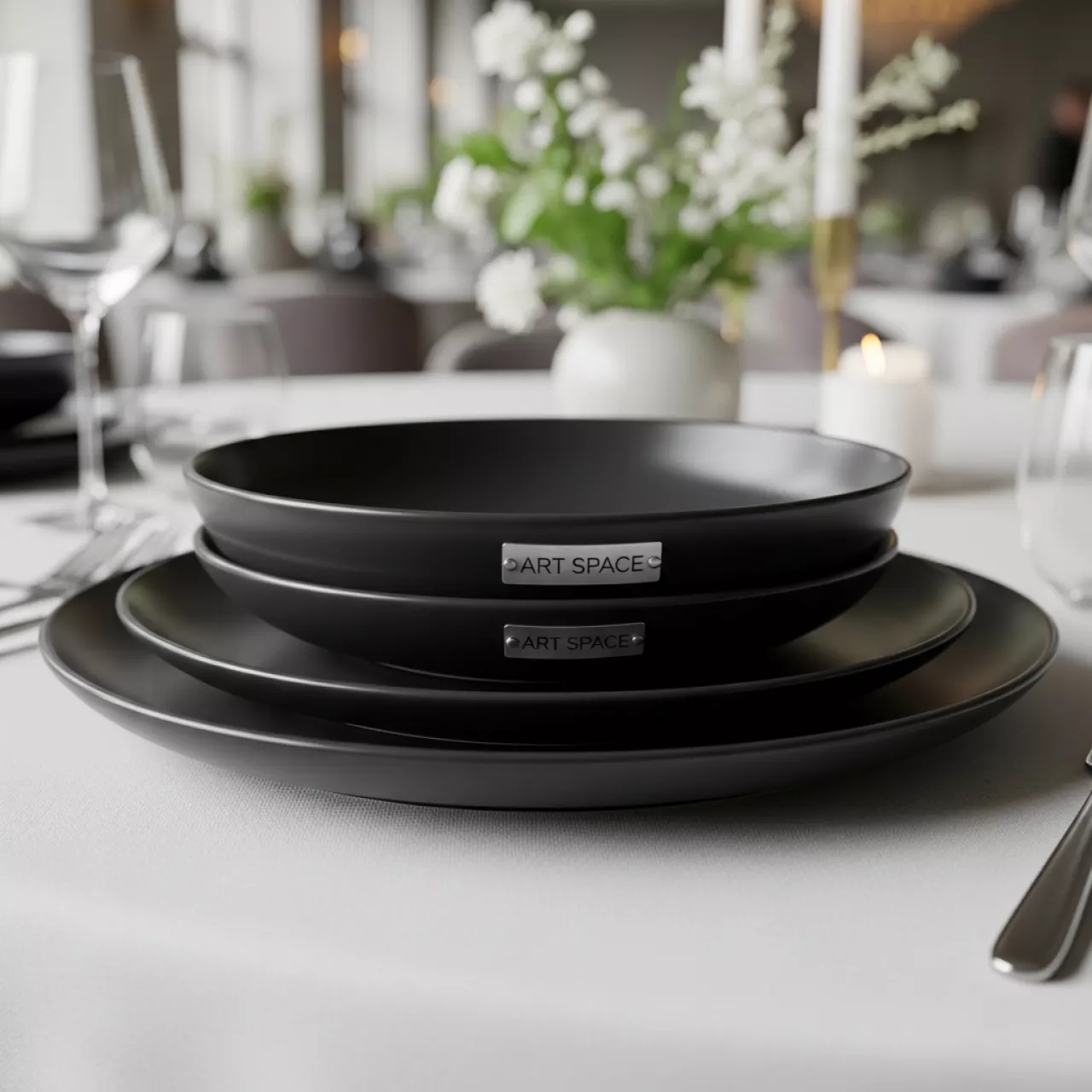 Аренда Набор тарелок Моно черных 31 27 21 см в Novotel Resort — ART SPACE