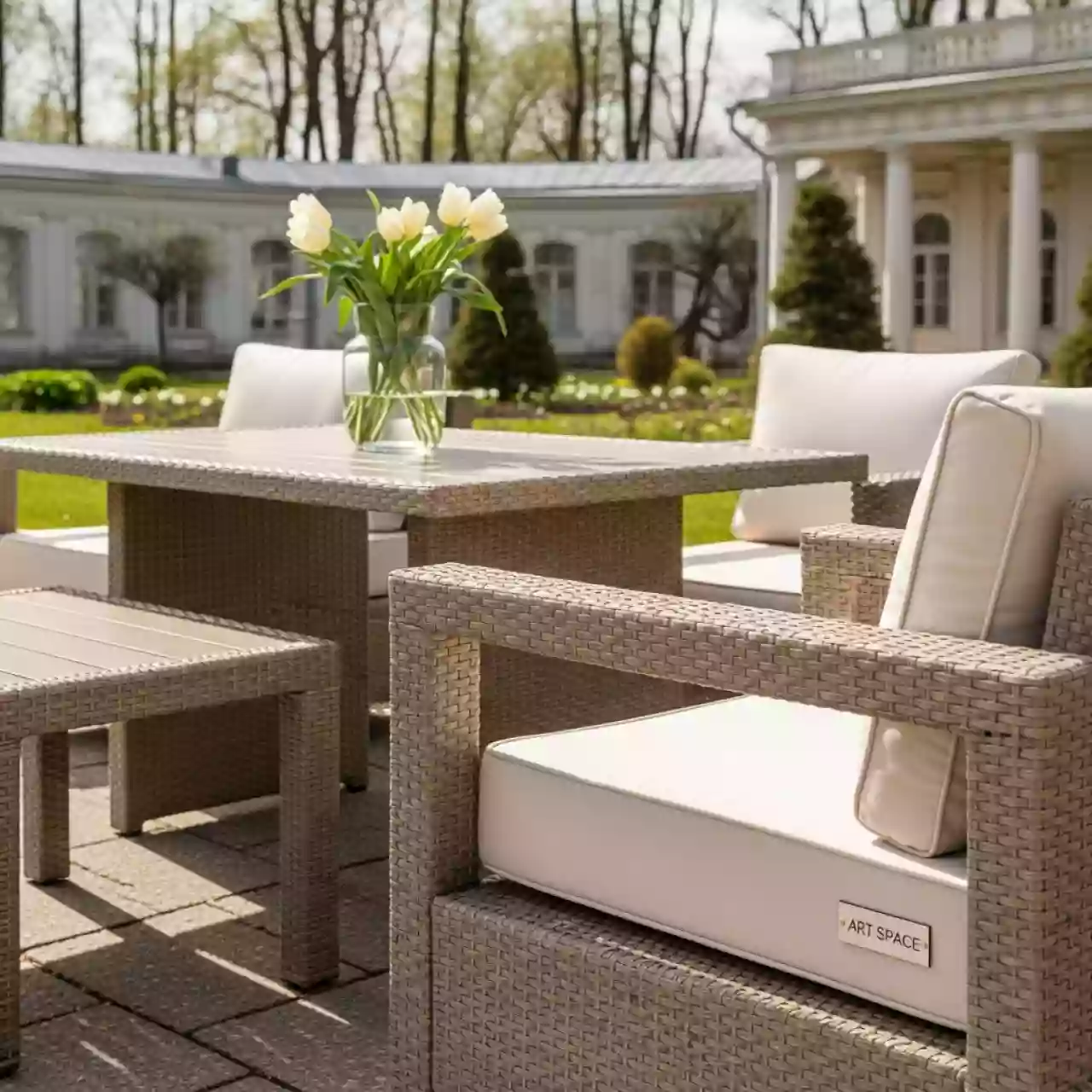 Аренда Набор Yalta 2set AFM 1020B бежевый капучино имитация ротанга в усадьбе Голицына — ART SPACE
