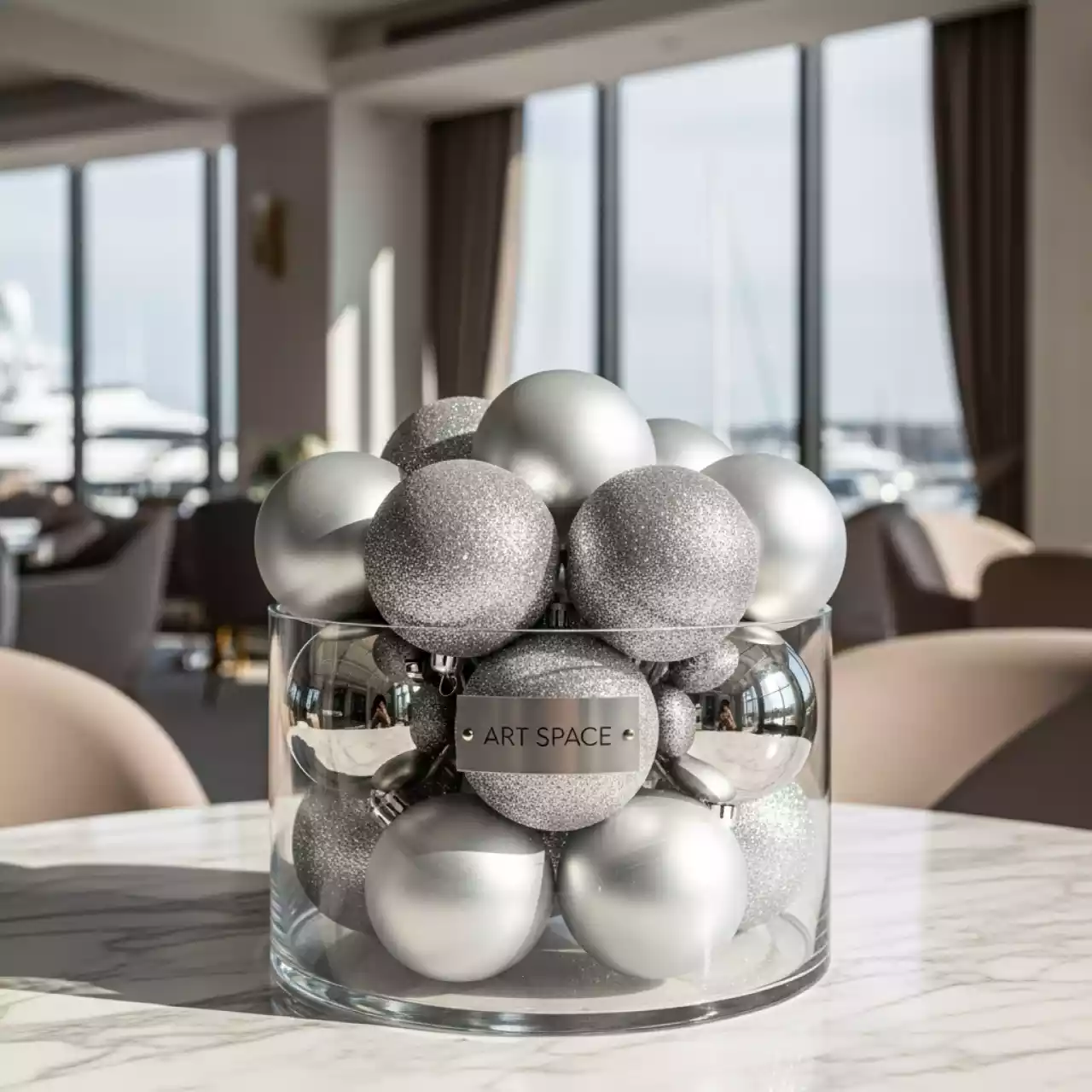 Аренда Набора ёлочных шаров Winter Glade пластик 8 см 12 шт серебряный микс в зале «Чайка» (Морпорт) — ART SPACE
