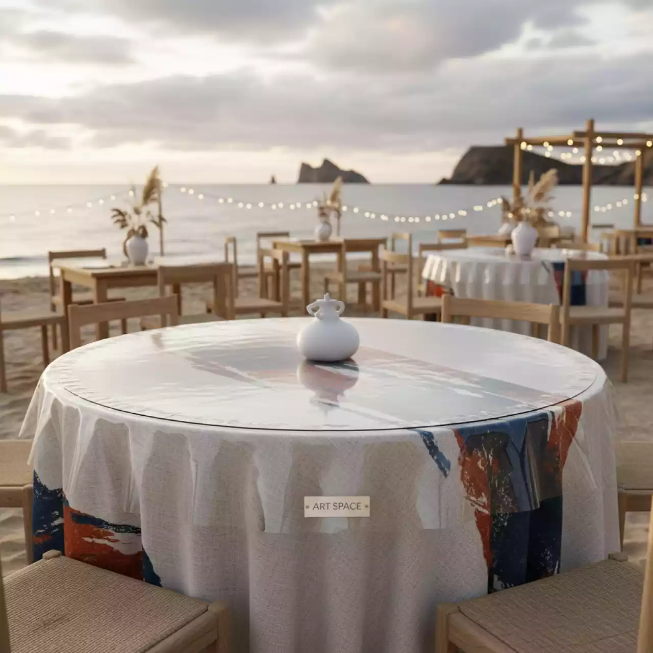 Аренда Накладка пластиковая на скатерть D 70 см на пляже «Маяк» — ART SPACE